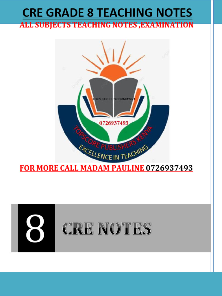 Grade 8 CRE Term 3 Teaching Notes | PDF | Adam And Eve | Adam