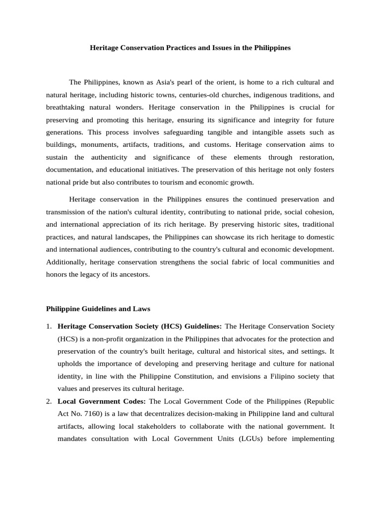 Heritage Conservation Practices and Issues in The Philippines | PDF