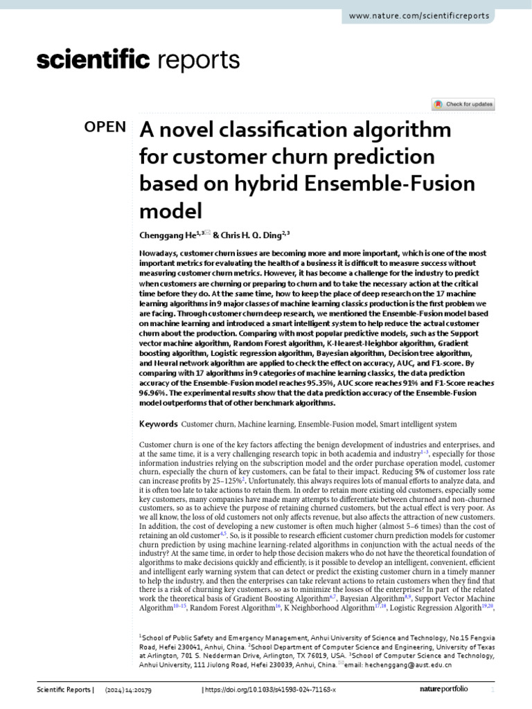 A Novel Classification Algorithm For Customer Churn Prediction Based On ...