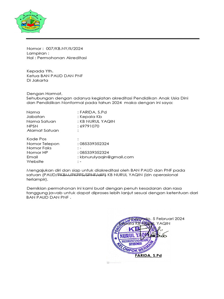 Surat Pendaftaran Pdf