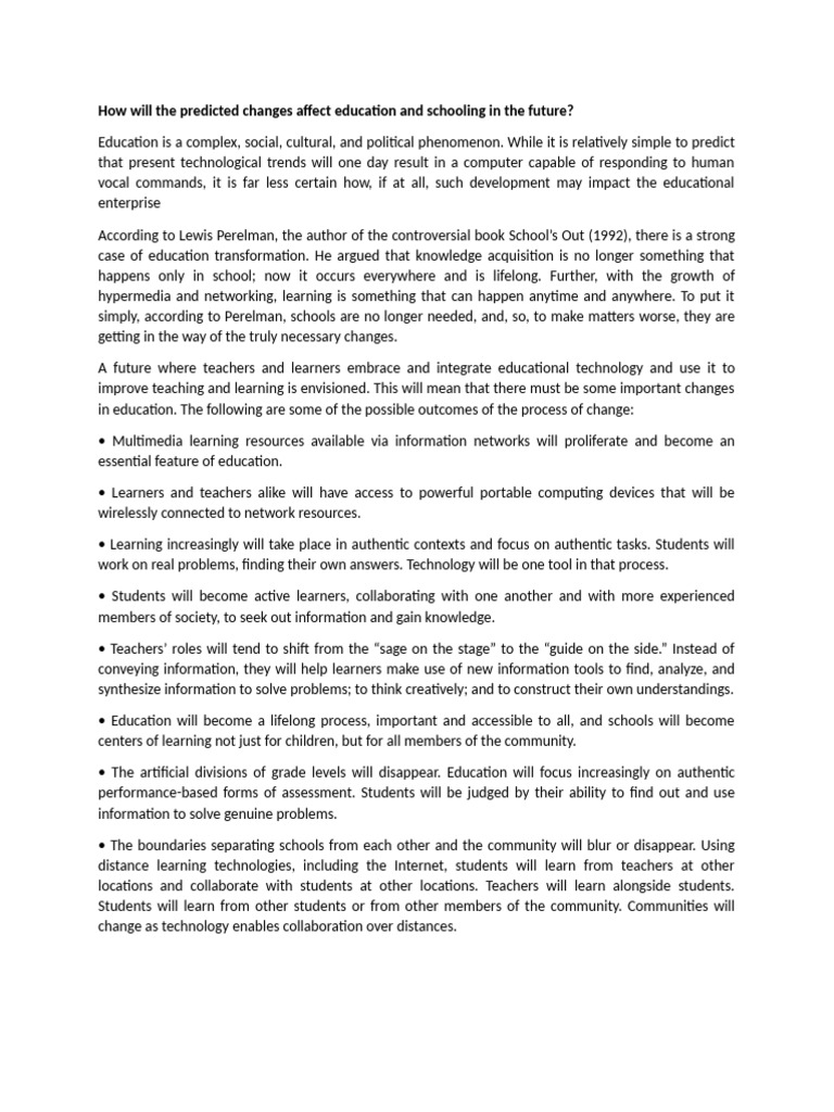 Future of Education: Technology's Impact | PDF | Educational Technology ...