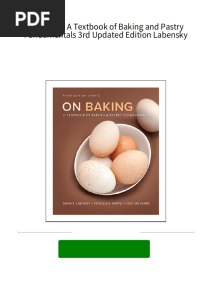 PDF On Baking A Textbook of Baking and Pastry Fundamentals 3rd Updated Edition Labensky Download