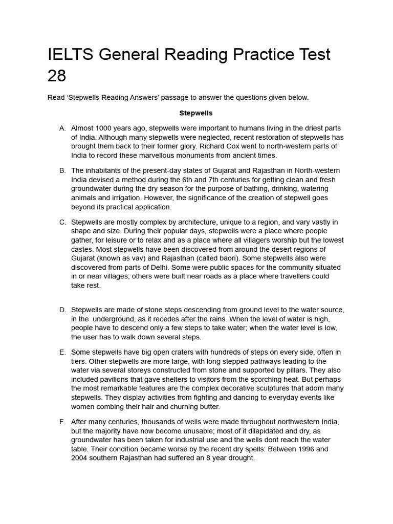 Ielts General Reading Practice Test 28 1fea8d8680 | PDF