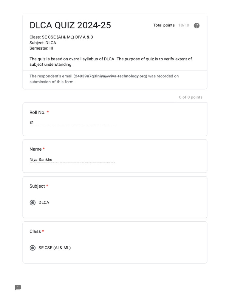 Dlca Quiz 2024-25 | PDF