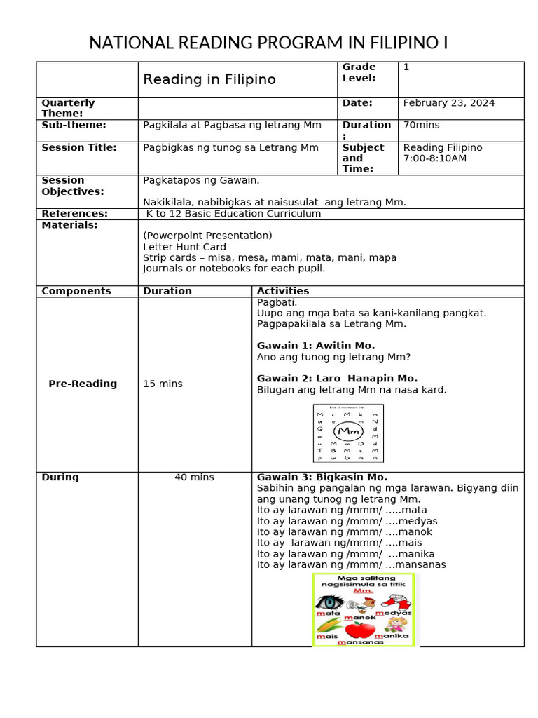 GRADE1-FIL-READING_CATCH-UP-FRIDAY | PDF