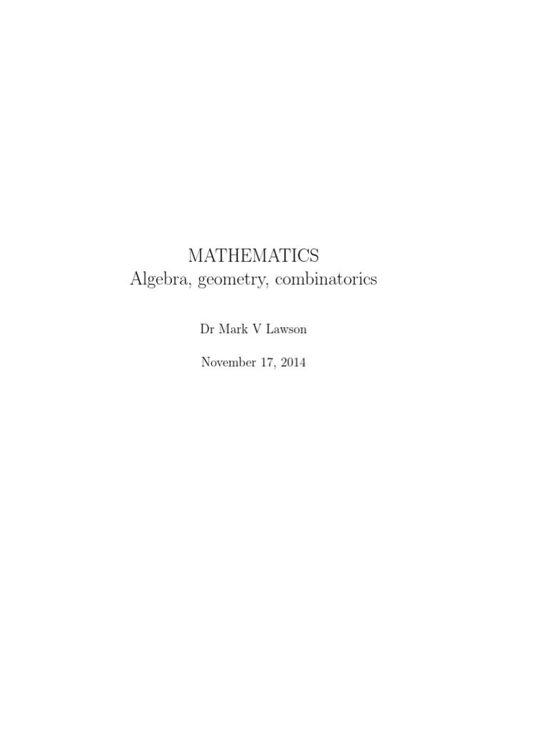 Mathematics - Algebra, Geometry, Combinatorics - Lawson M - V - Draft ...