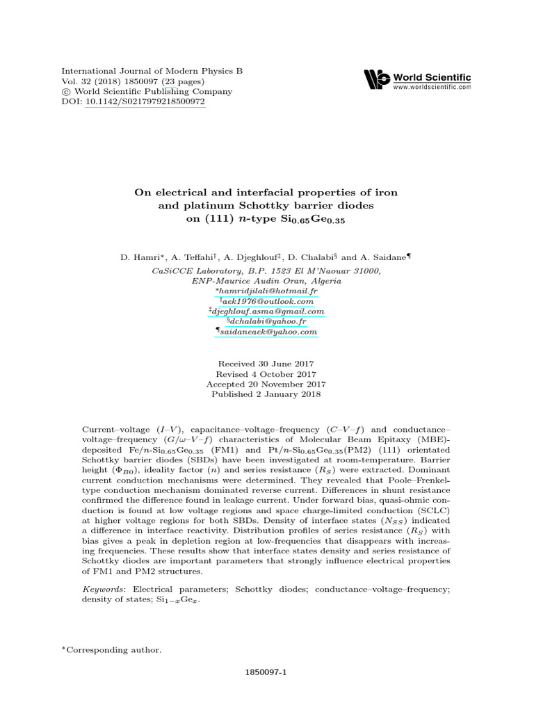 On Electrical and Interfacial Properties of Iron | PDF