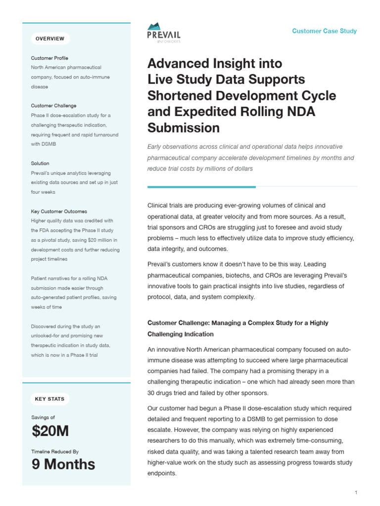 PREVAIL Case Study - Insight Reduces Trial Cost and Timelines | PDF