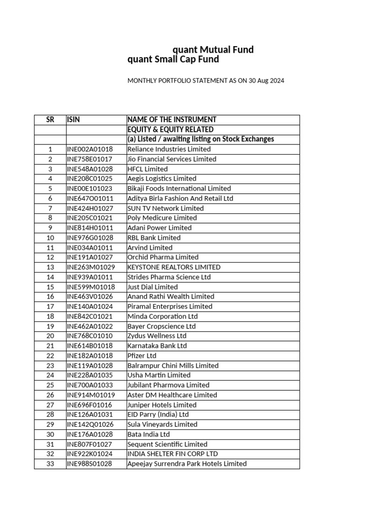 Quant small cap fund aug 2024 pdf