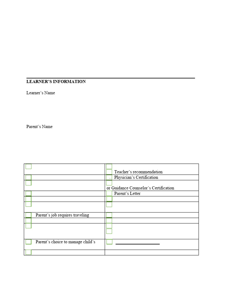 Homeschooling Program Form | PDF