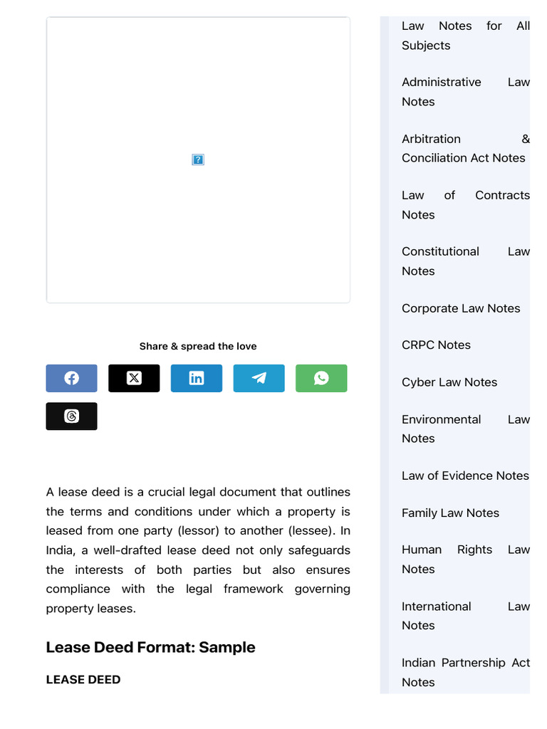 Lease Deed Format | PDF