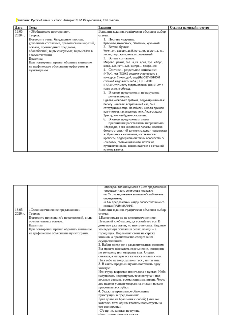 Russkiy Yazik 9 Klass | PDF