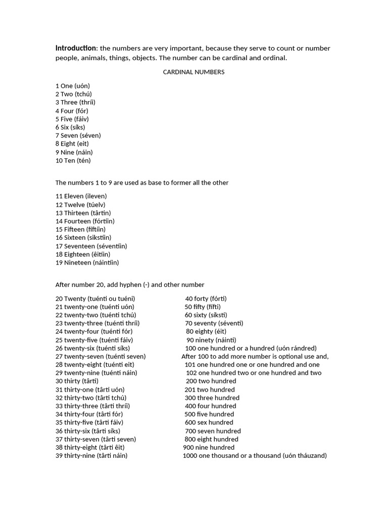 Biginner Lesson Cardinal and Ordinal Number | PDF