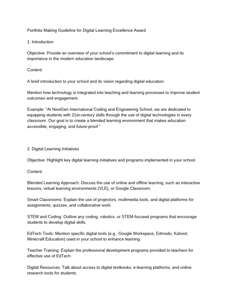 Digital Learning Portfolio Guidelines | PDF | Educational Technology ...
