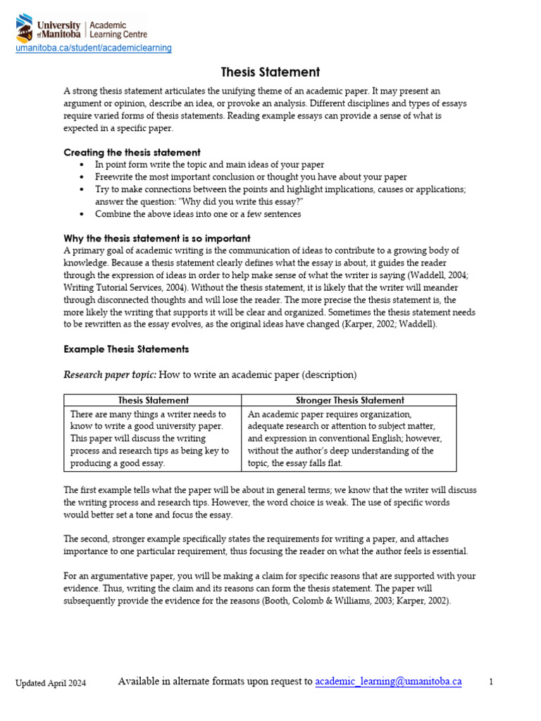 Thesis Statement | PDF