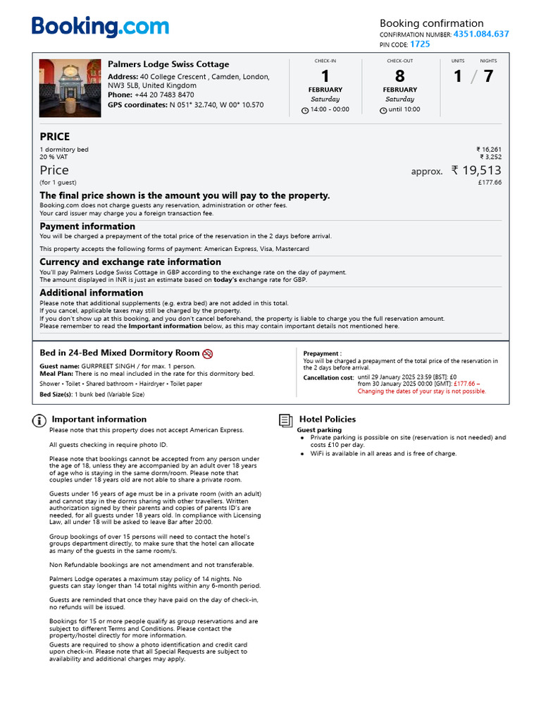 Travelodge Booking Confirmation Details | PDF | Payments | Master Card