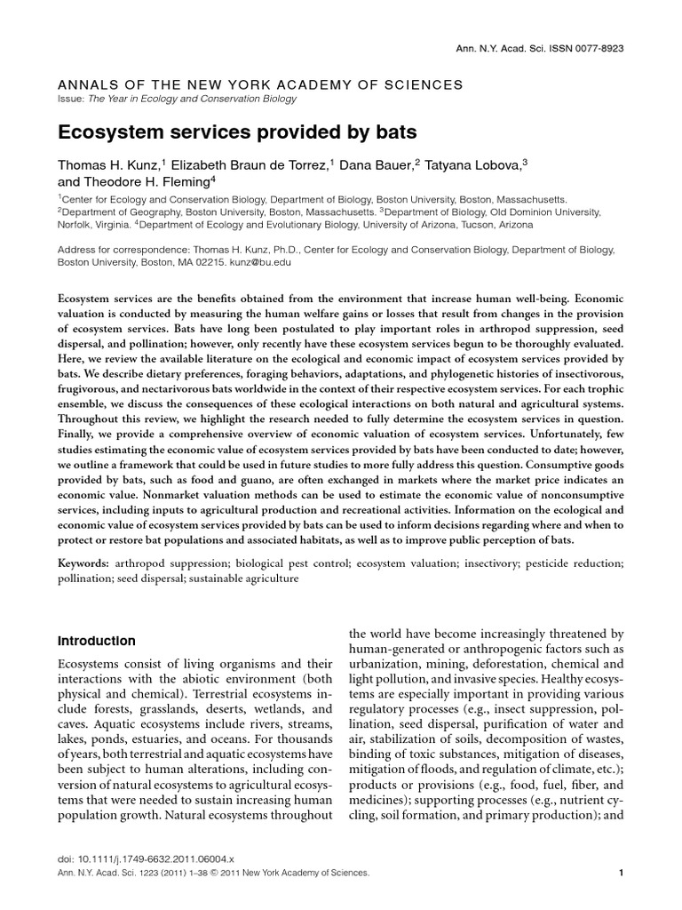 Annals of The New York Academy of Sciences - 2011 - Kunz - Ecosystem ...