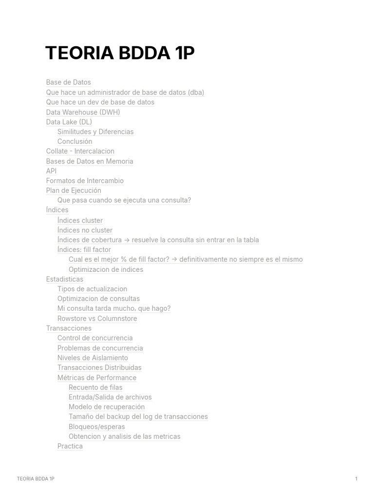 Teoria Bdda 1P | PDF
