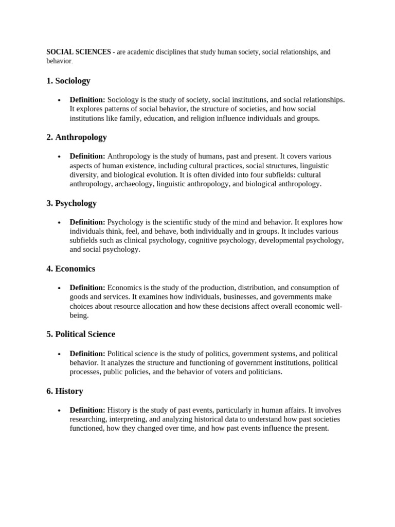 Branches of Social Science | PDF