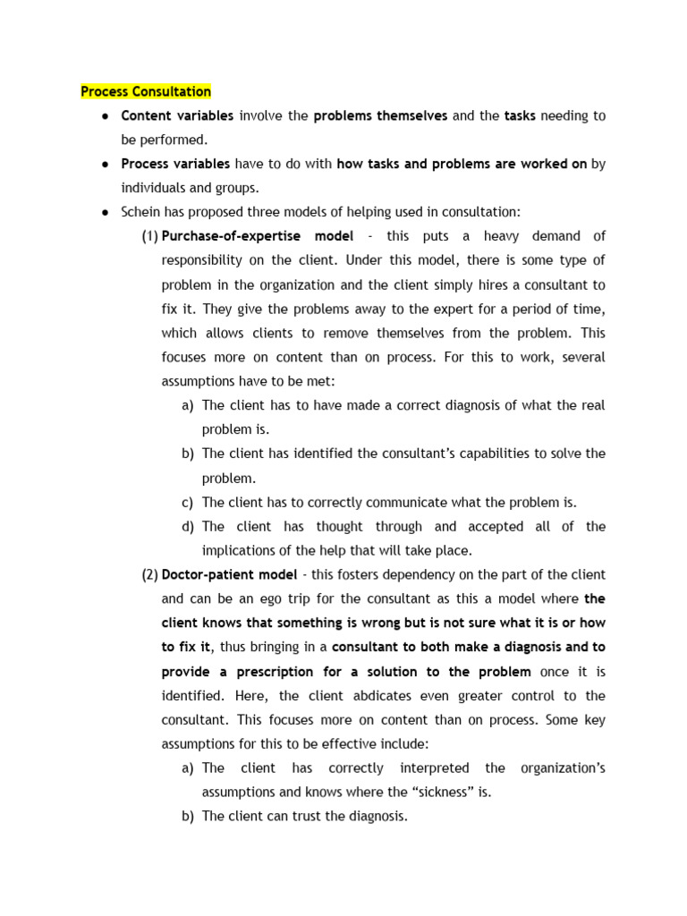 Process Consultation Notes Pdf