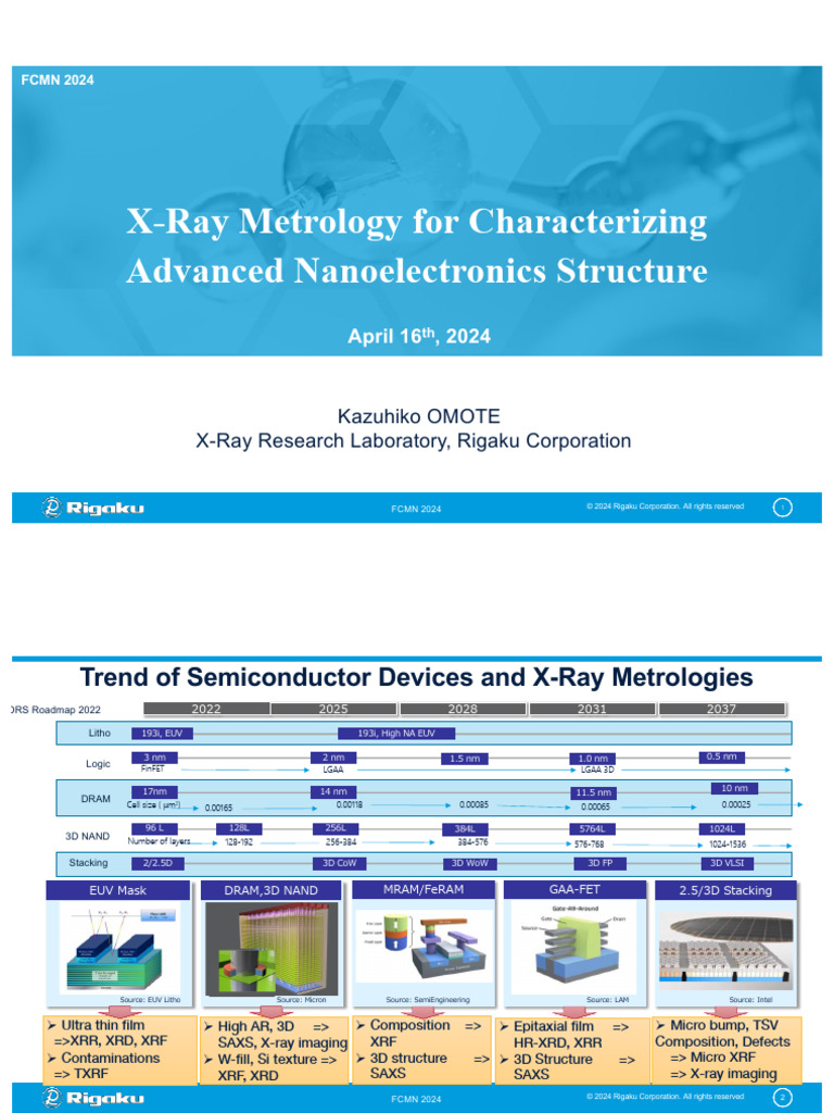 X-Metrology - 2024 FCMN - Rigaku | PDF
