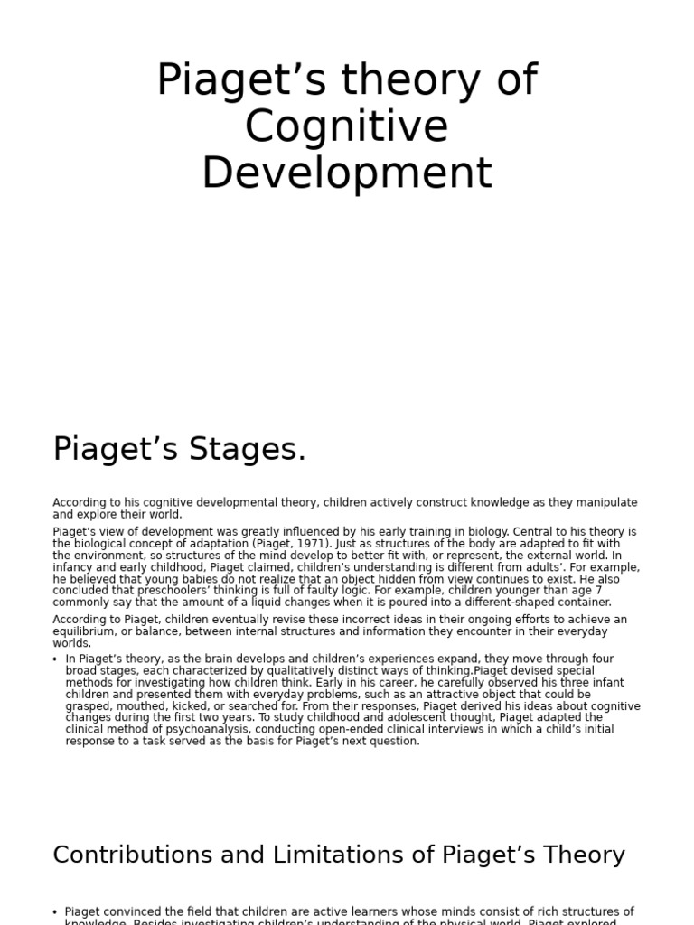 Piaget’s Theory of Cognitive Development PDF