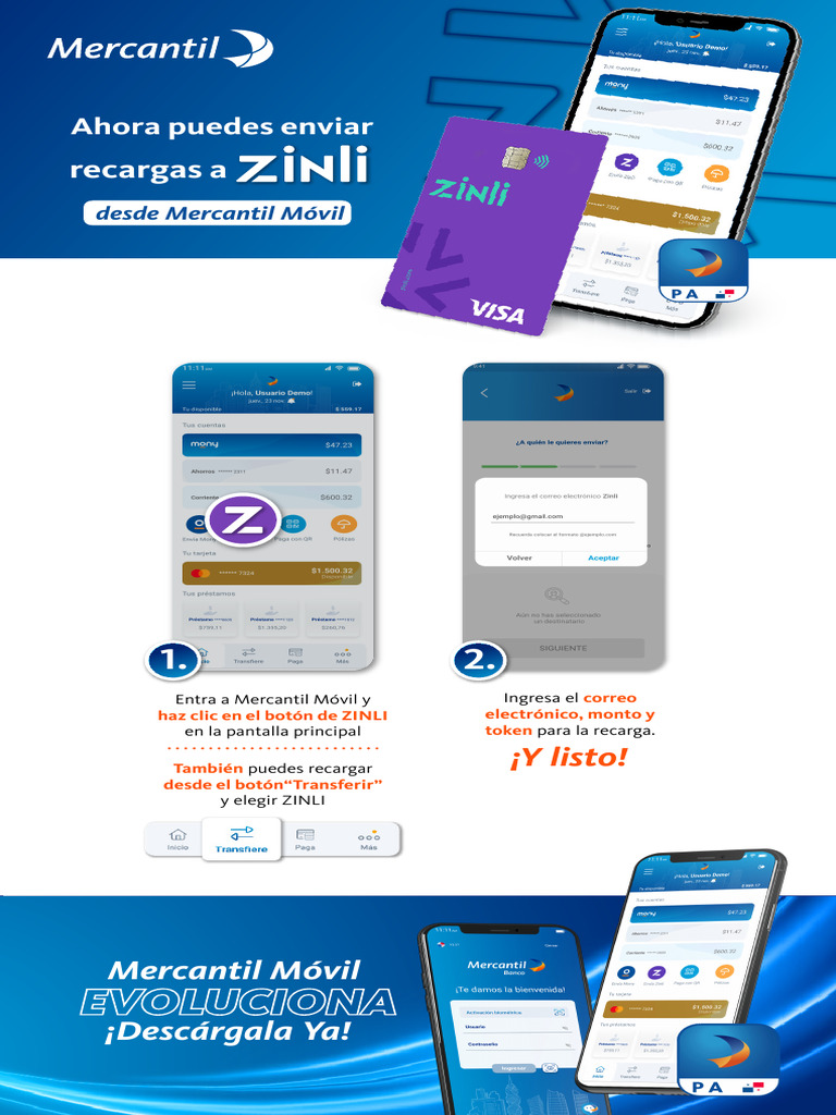 Recargas ZINLI en Mercantil Móvil | PDF