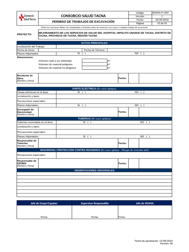 Ssoma-Fr-009 Permiso de Trabajos de Excavacion | PDF