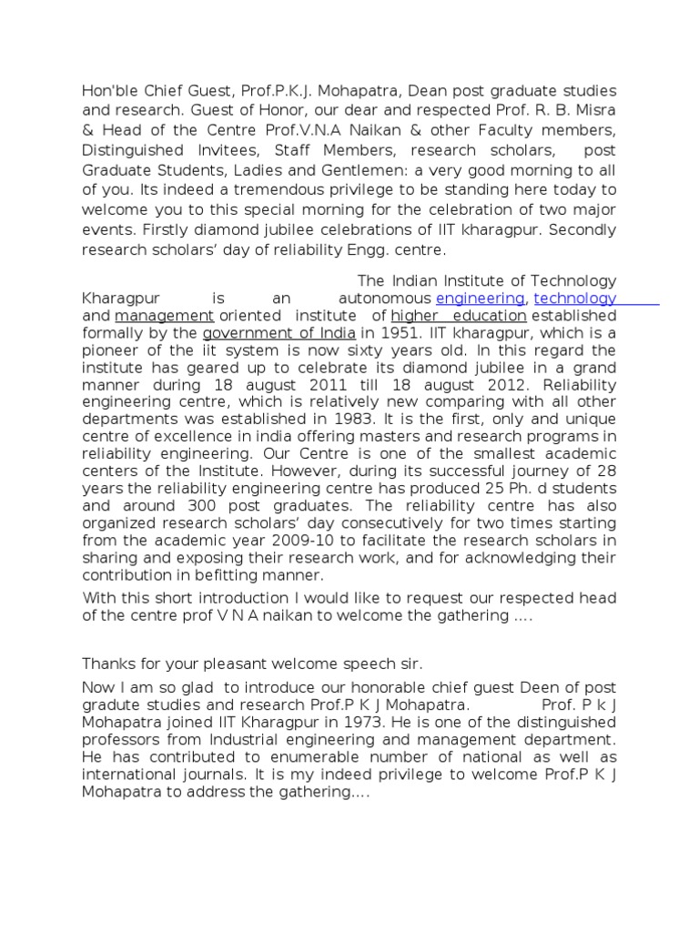 College Function Speech Pdf Academia Higher Education