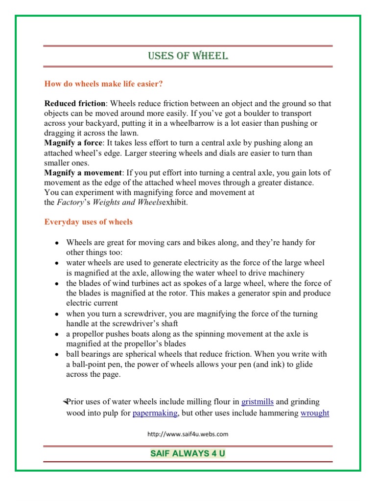 Uses and Importance of Wheels | PDF
