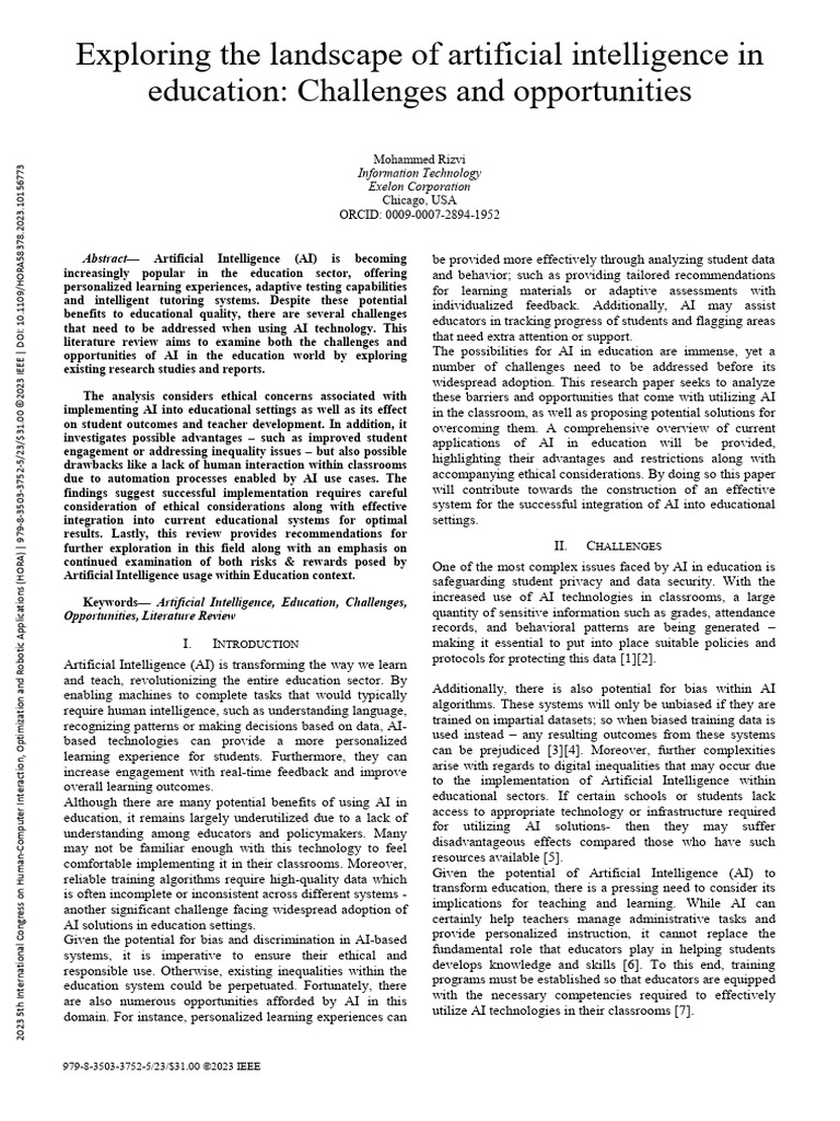 Exploring The Landscape of Artificial Intelligence in Education ...