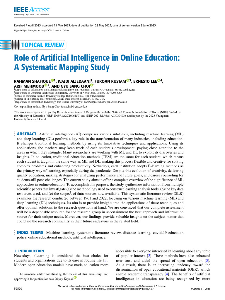 Role of Artificial Intelligence in Online Education A Systematic ...