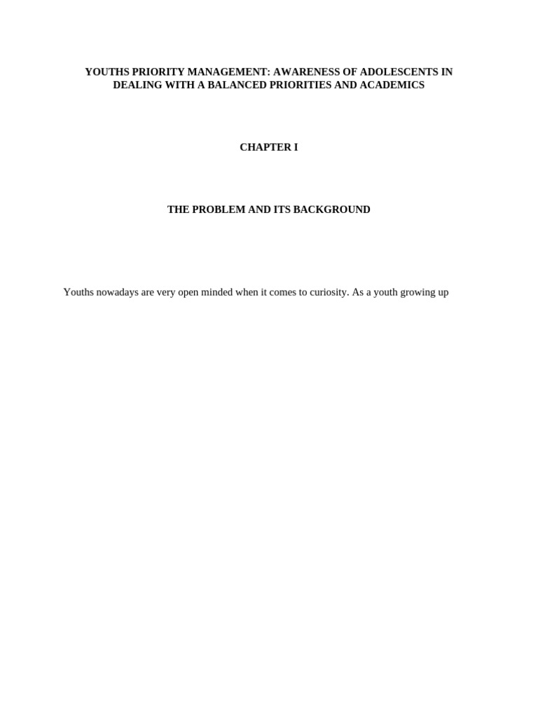 Youths Priority Management - pr1 | PDF