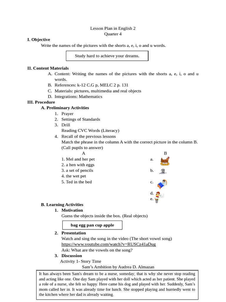 Lesson Plan in English 2 | PDF