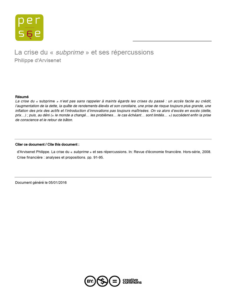 Crise Du Subprime Et Ses Répercussions | PDF
