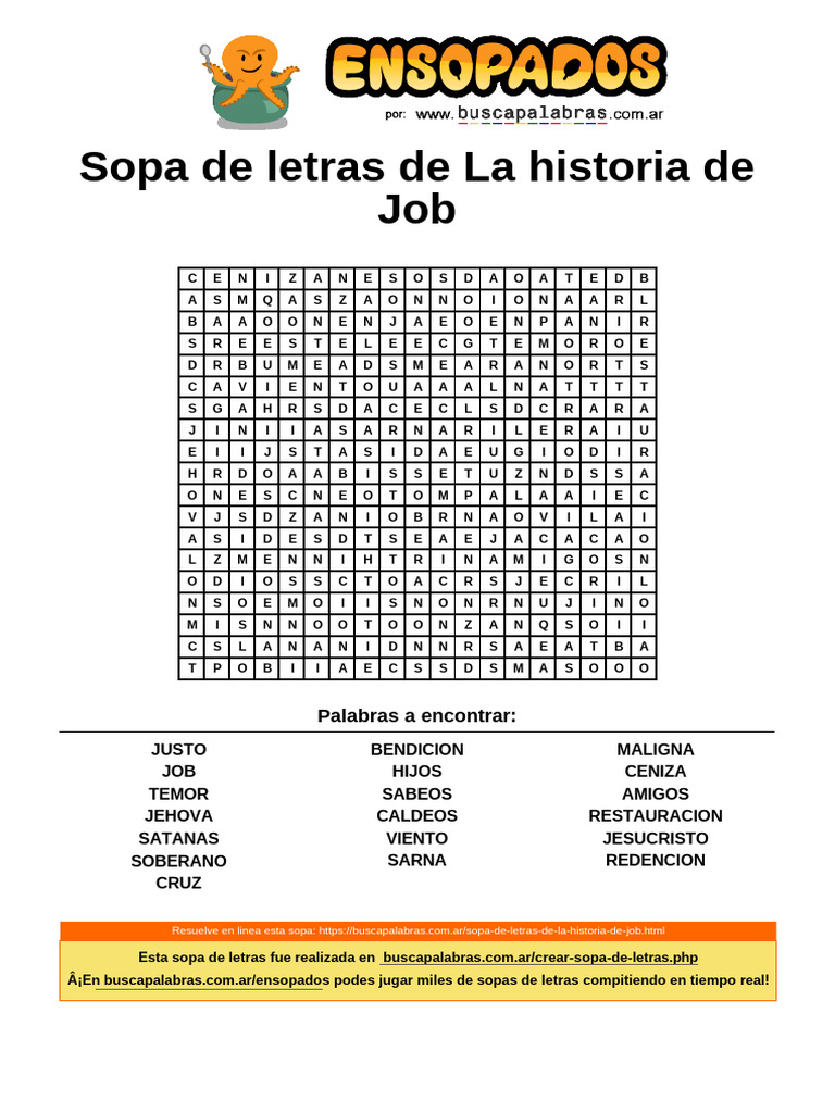 Sopa de Letras de La Historia de - 1