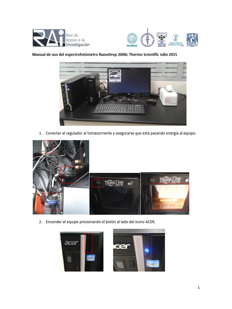 Manual de Uso Nanodrop | PDF