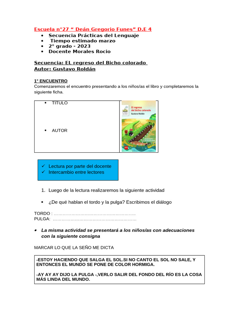 3-Secuencia EL Regreso Del Bicho Colorado | PDF