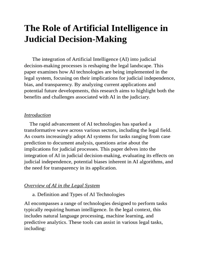 AI's Impact on Judicial Decisions | PDF | Artificial Intelligence ...