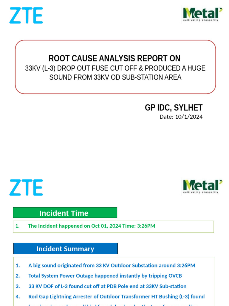 Incident Report - 33KV DOF Cut Off - GP IDC Sylhet | PDF