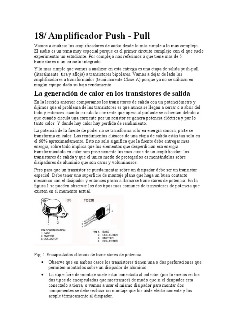 18 Amplificador Push - Pull | PDF | Transistor | Distorsión