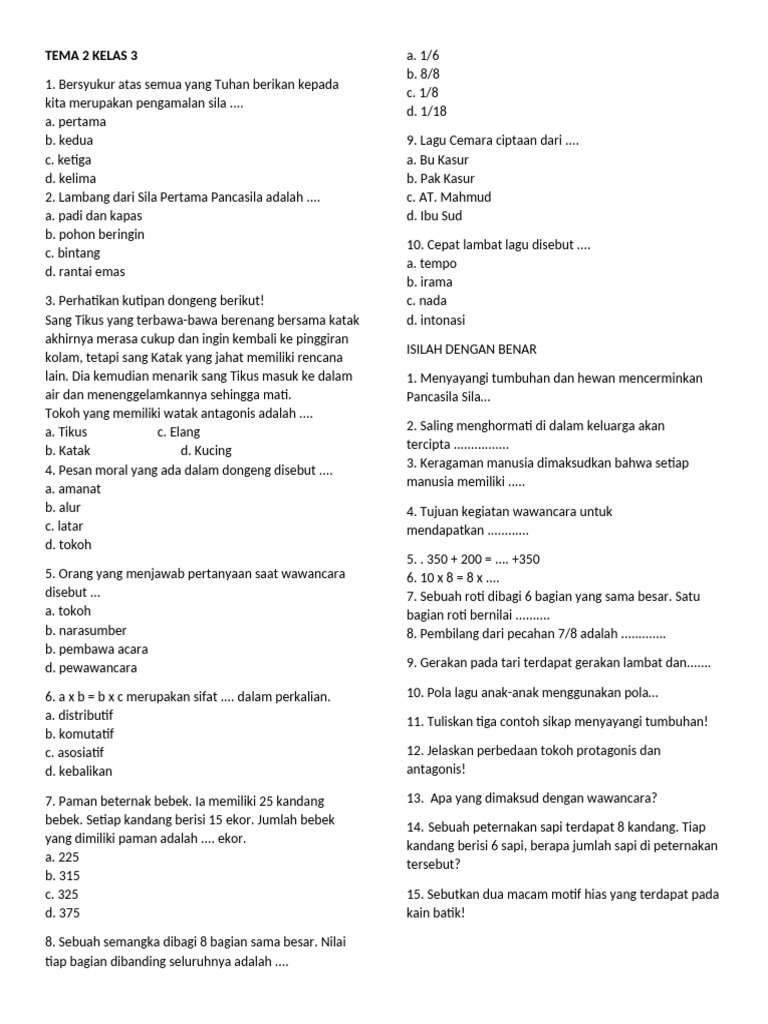 Tema 2 Kelas 3 | PDF