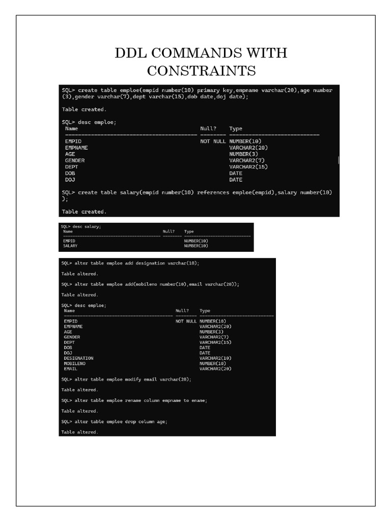 SQL LAB Practicals 1-6 | PDF
