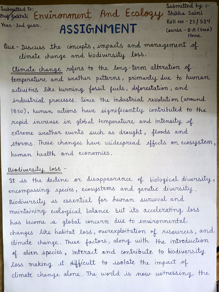 Assignment by Shikha Saini | PDF | Climate Change | Change
