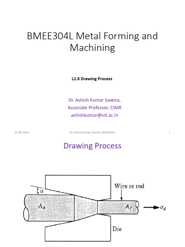 16-L2.8 Drawing Process, Drawing Equipment's & Dies, Extrusion of Tubes ...