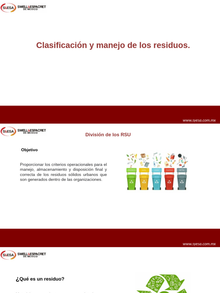 Clasificacion y Manejo de Los Residuos | PDF