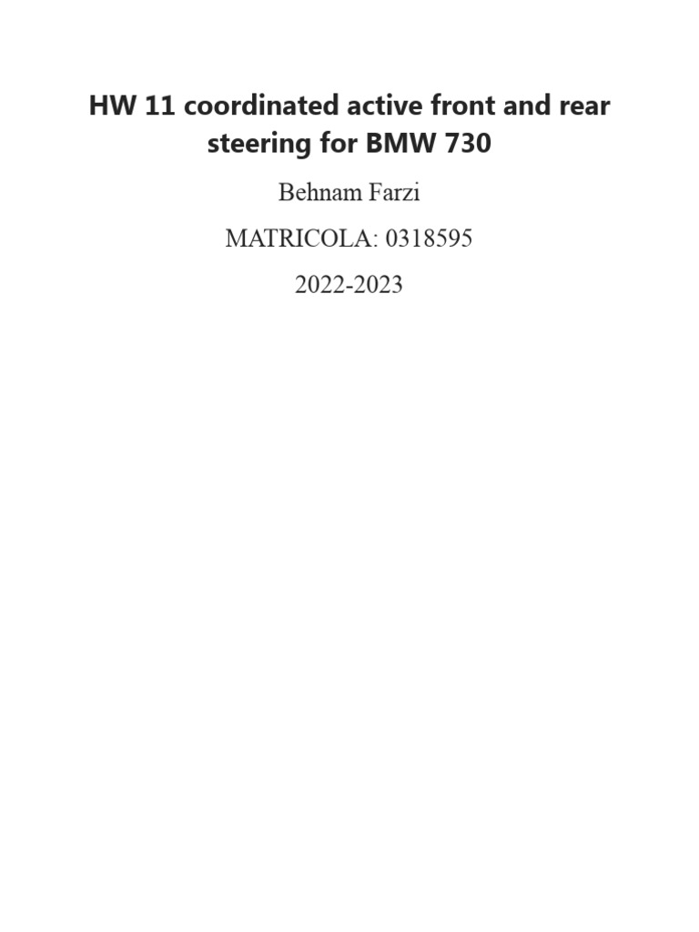 HW 11 Coordinated Active Front and Rear Steering For BMW 730 | PDF ...