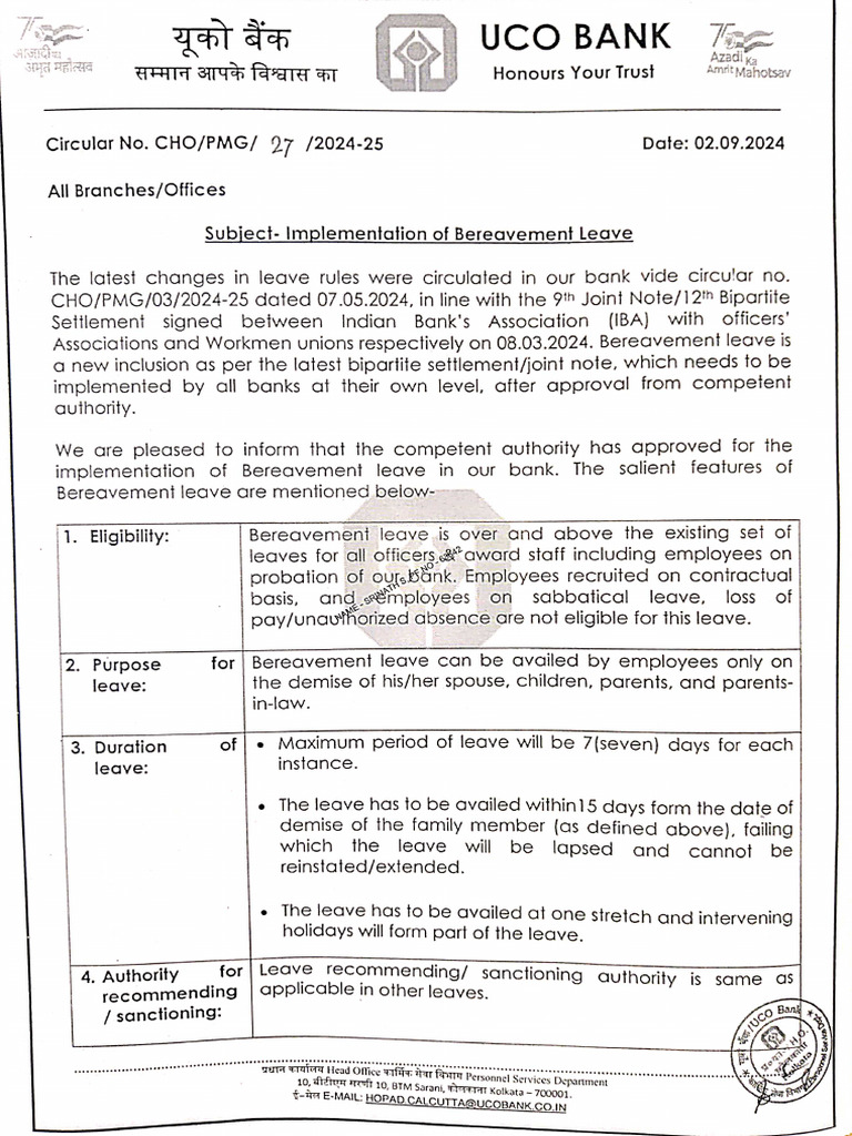 Implementation Of Bereavement Leave Pdf