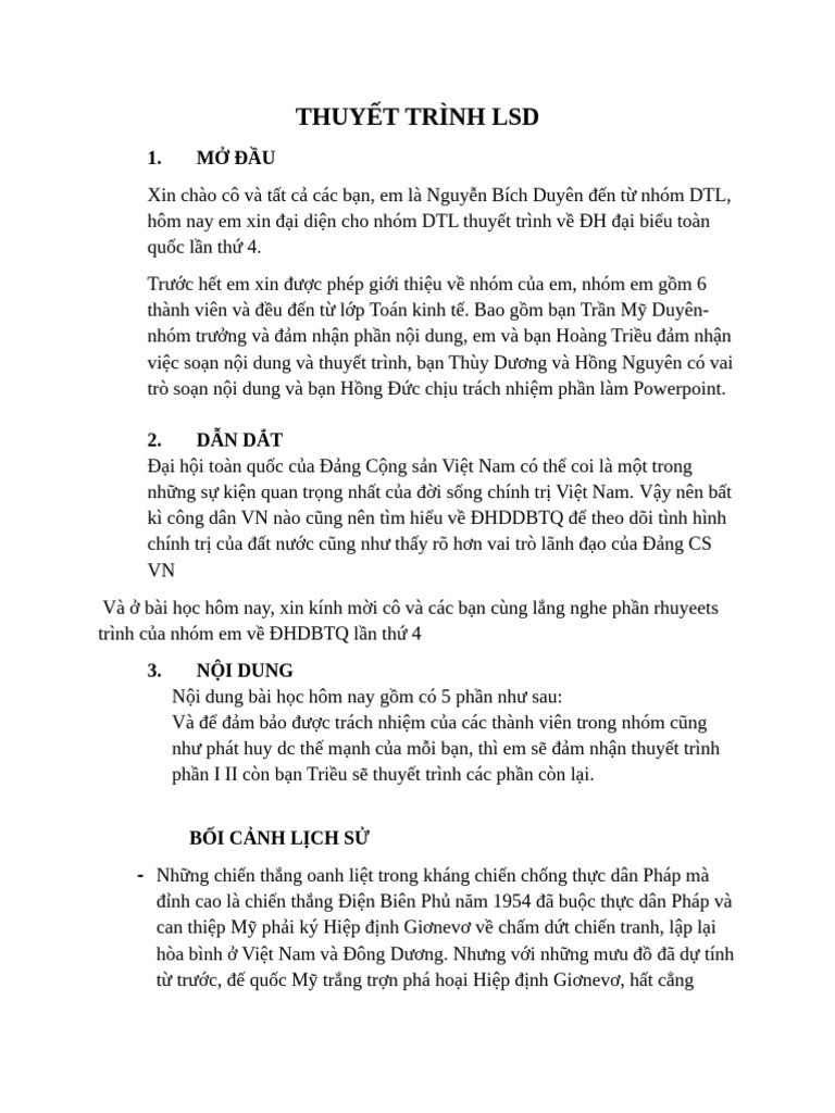 THUYẾT TRÌNH LSD | PDF