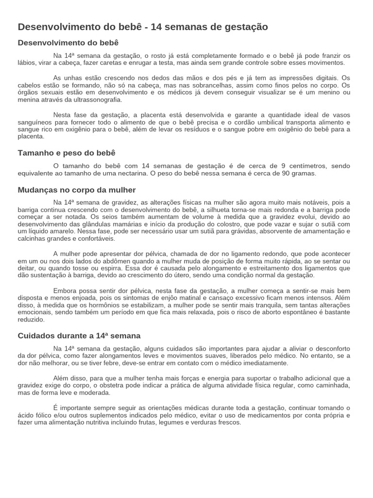 14 Semanas de Gestação | PDF